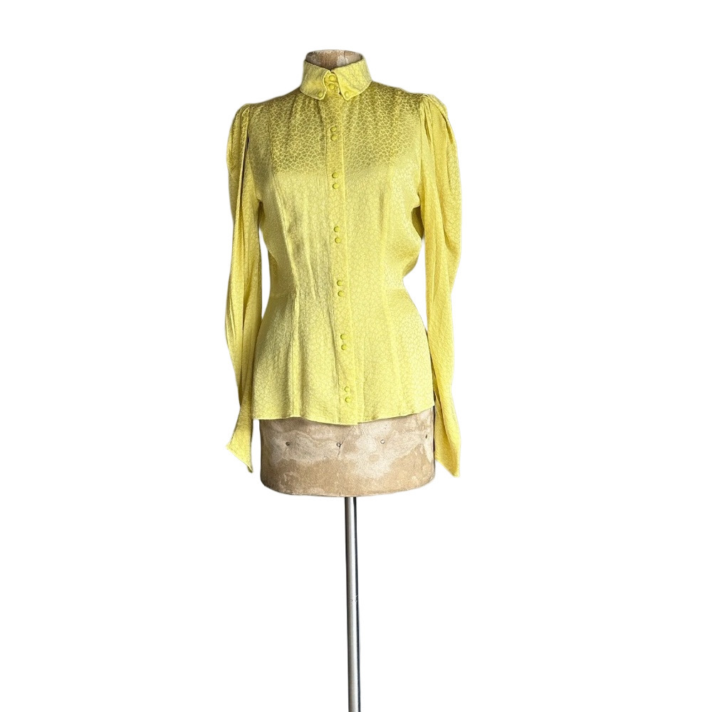 Thierry Mugler - Silk Darter Chartruse Blouse - Picture 2 of 10